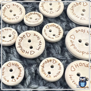 Handmade With Love Buttons x 6 (Large | 25 mm)
