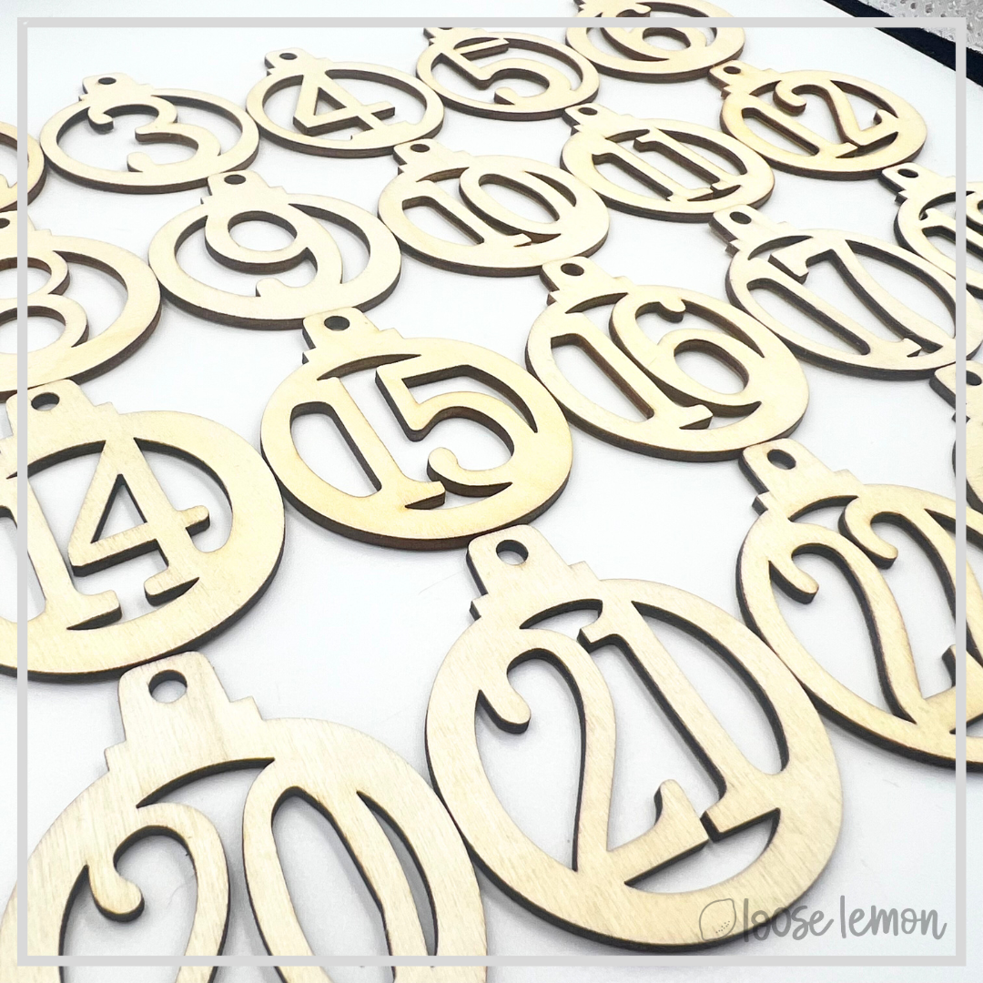 Wooden Advent Numbers x 24