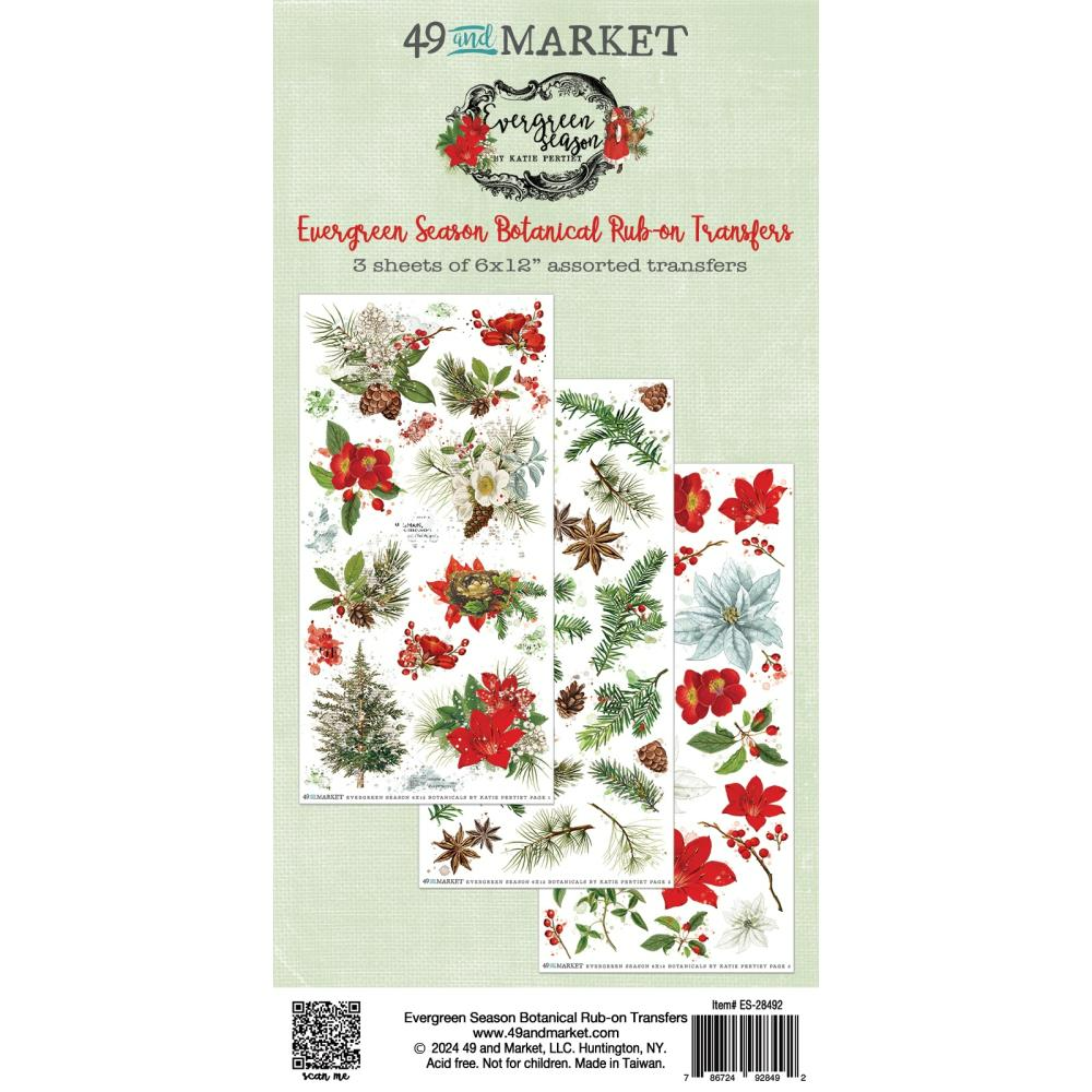 Evergreen Season Botanical Rub-On Transfer | (3 Sheets) 49 and Market