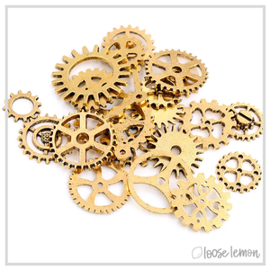 Cog & Gear Charms | Bright Gold