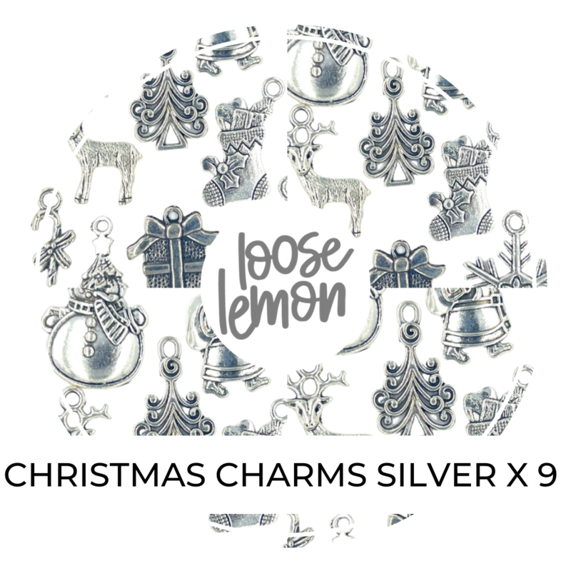 Christmas Charms Silver x 9