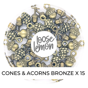 Cones & Acorns Bronze Charms x 15