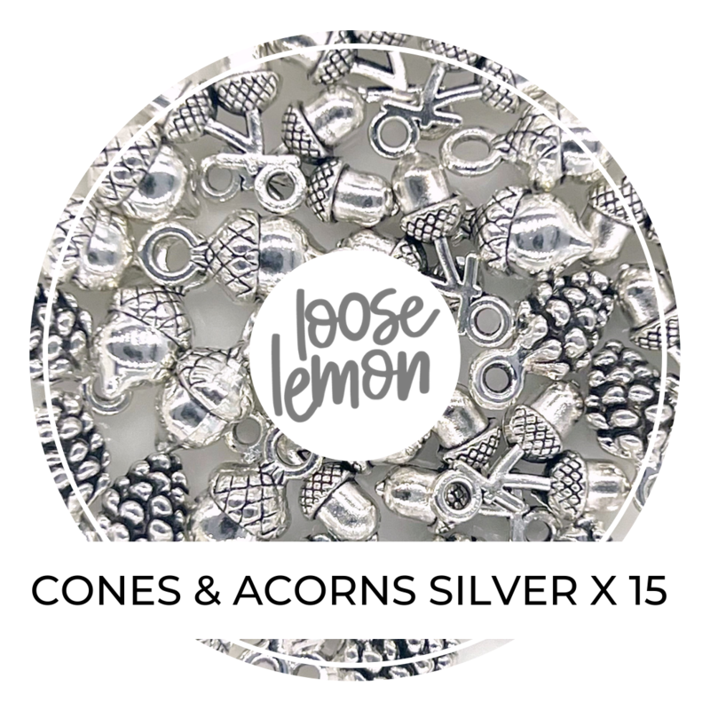 Cones & Acorns Silver Charms x 15
