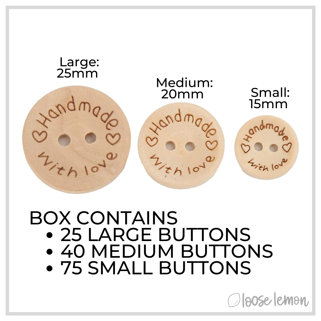 CLEARANCE: Box of Handmade With Love Buttons x 150