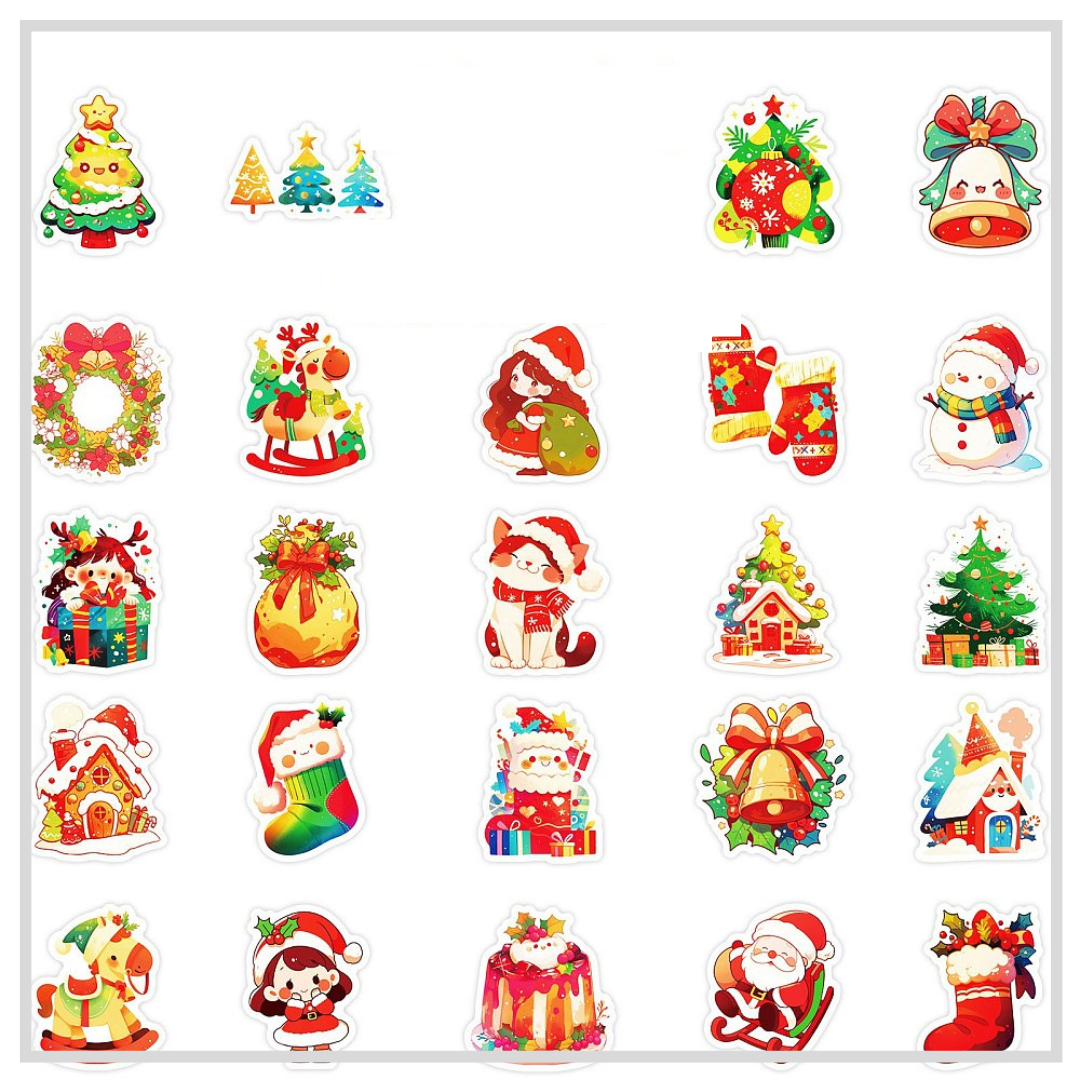 50 Sticker Set | Colourful Christmas