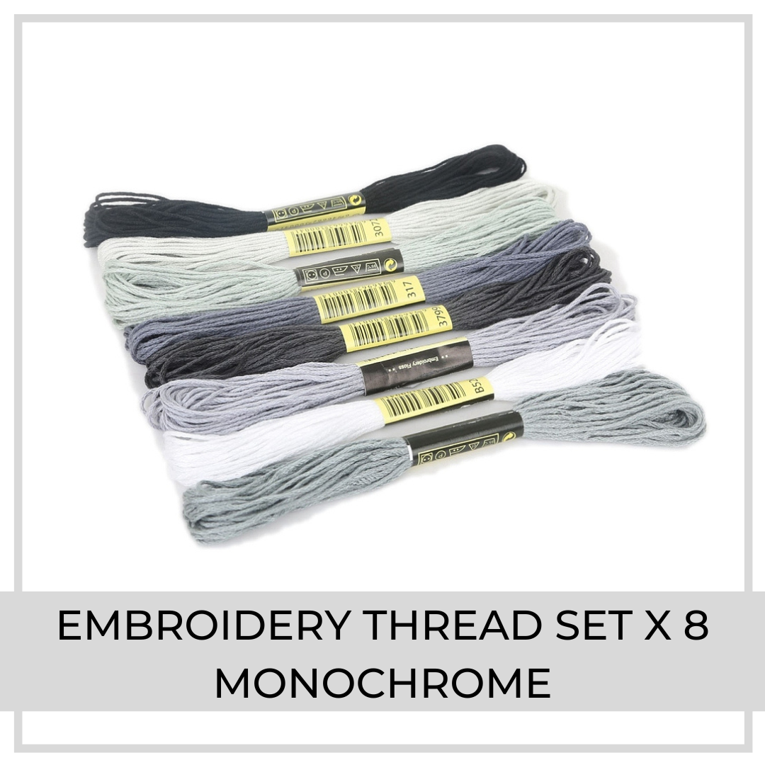 Embroidery Thread Set | 8 Pieces  Monochrome)