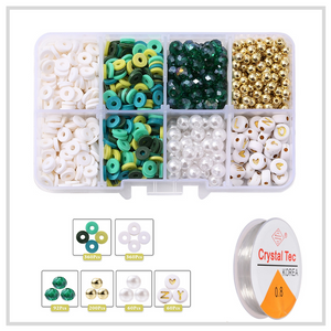 Flat Beads Set (Green) | Heishi / Polymer Clay Bead Set