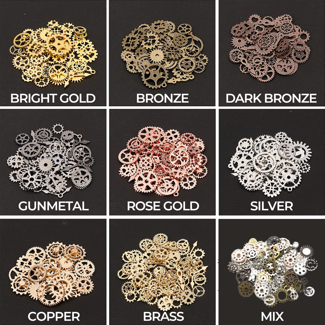 Cog & Gear Charms | Bright Gold