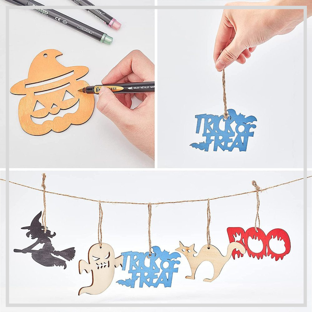 Large Halloween Wood Icons x 10