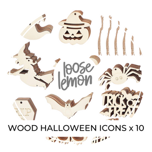 Large Halloween Wood Icons x 10