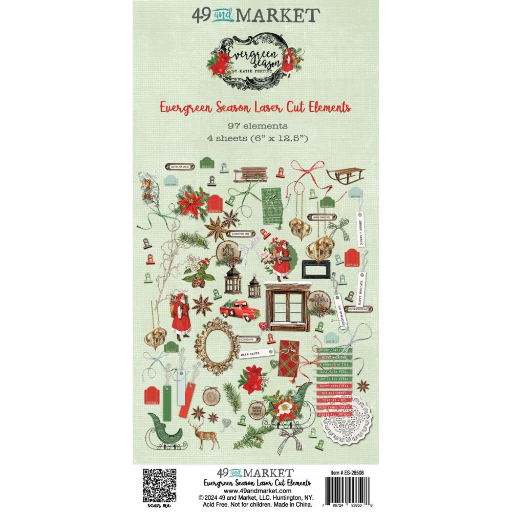 Evergreen Season Laser Cut Elements | (97 Pieces) 49 and Market