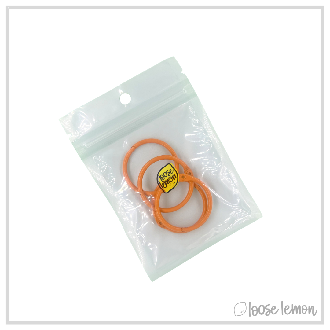 25mm Book Rings x 4 | Orange
