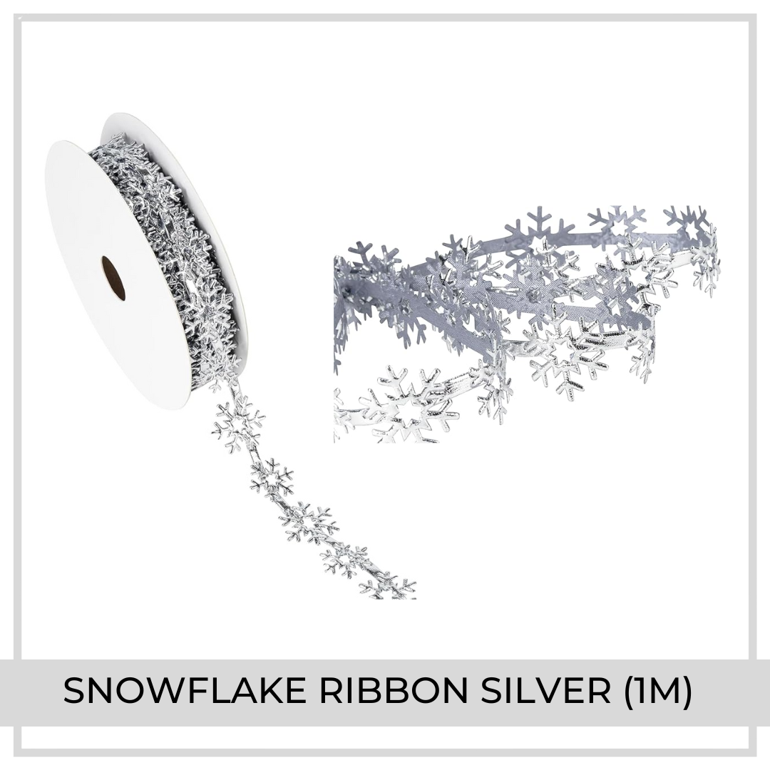 Snowflake Ribbon (1m) | Metallic Silver