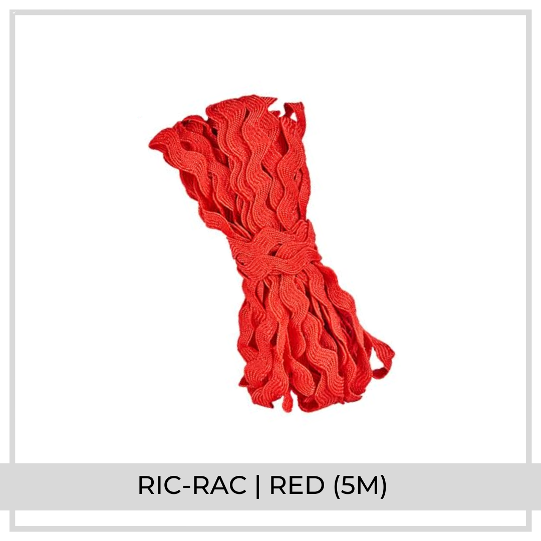 Red Ric Rac Ribbon Ric Rac Ribbon (5m) | Red - Loose Lemon Crafts