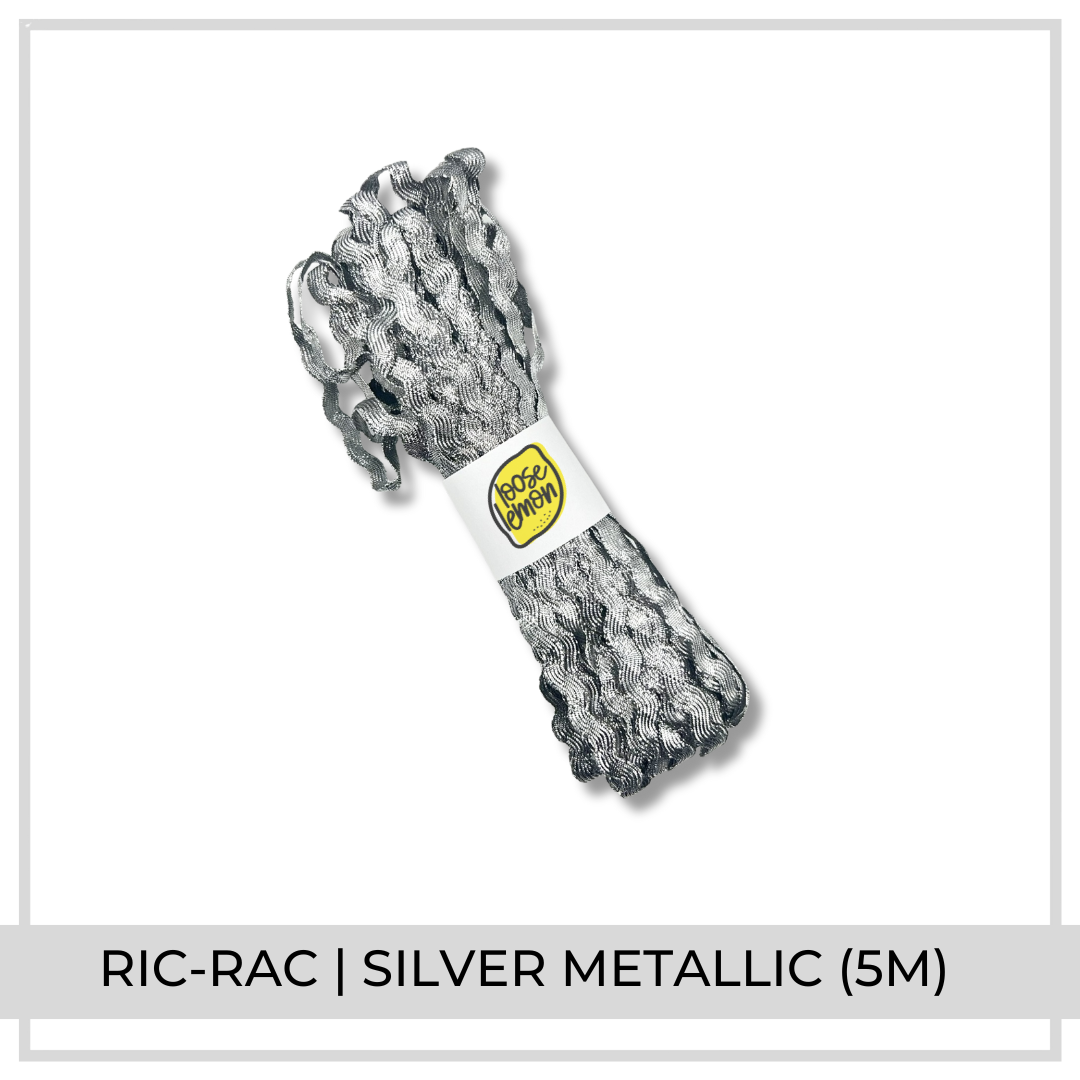 25mm Silver Ric Rac Ric Rac Ribbon (13m) | Metallic Silver - Loose Lemon Crafts