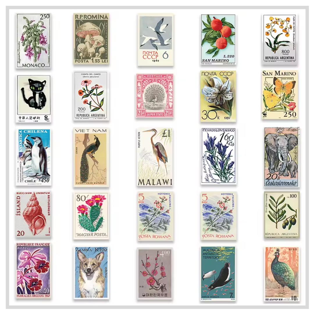 50 Sticker Set | Vintage Travel Stamps
