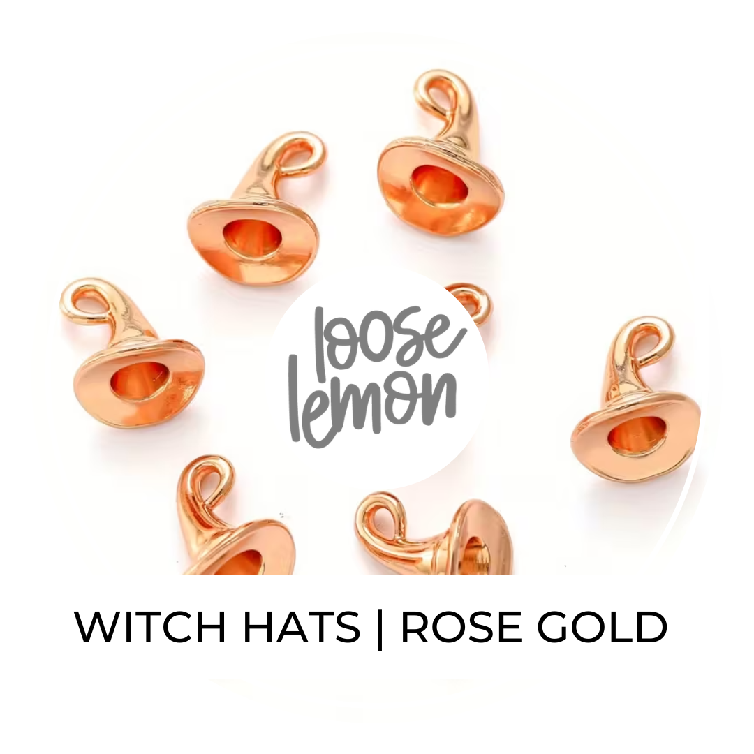 Mini Witch Hat Charms x 6 (Rose Gold)