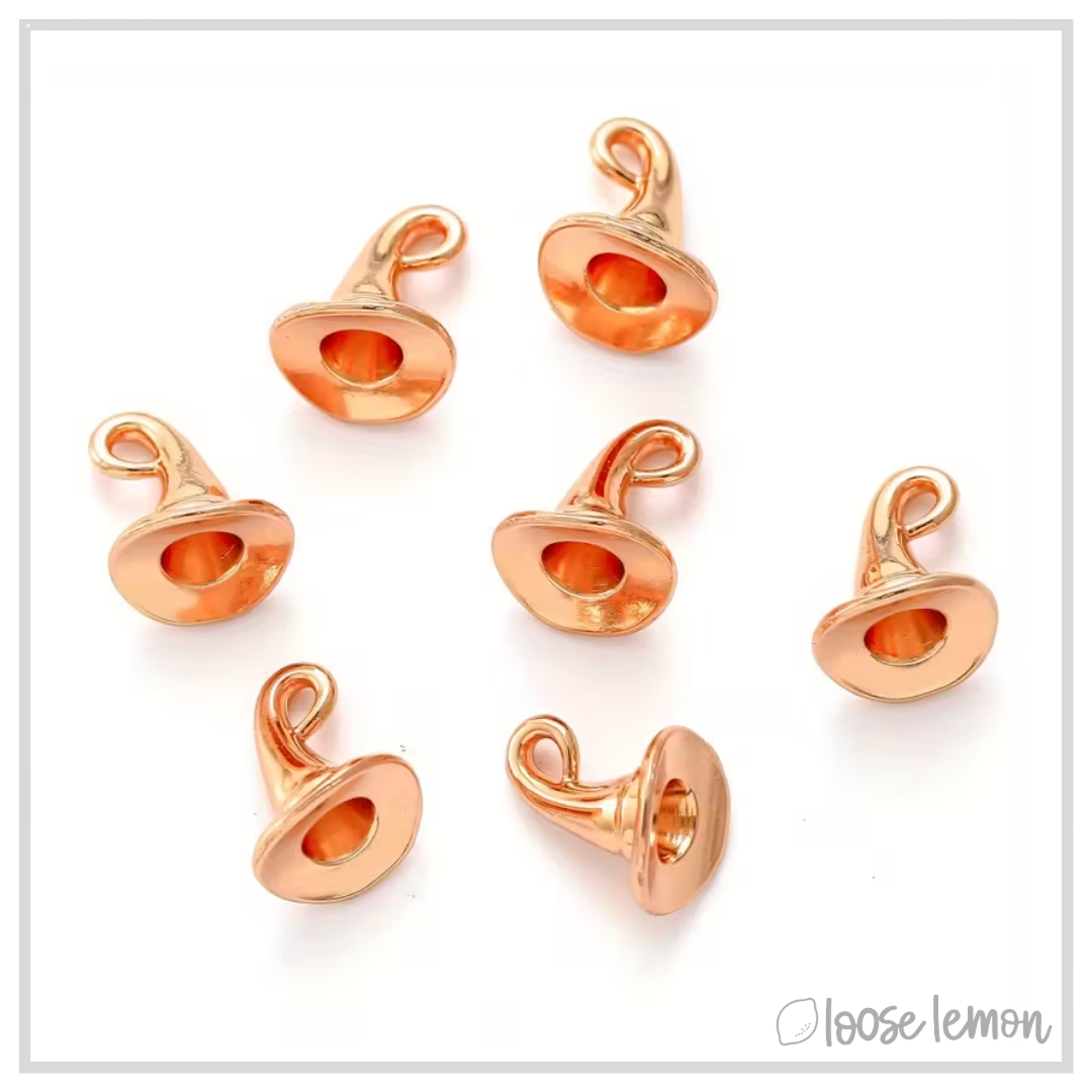 Mini Witch Hat Charms x 6 (Rose Gold)