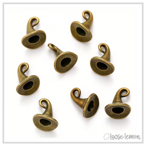 Mini Witch Hat Charms x 6 (Bronze)