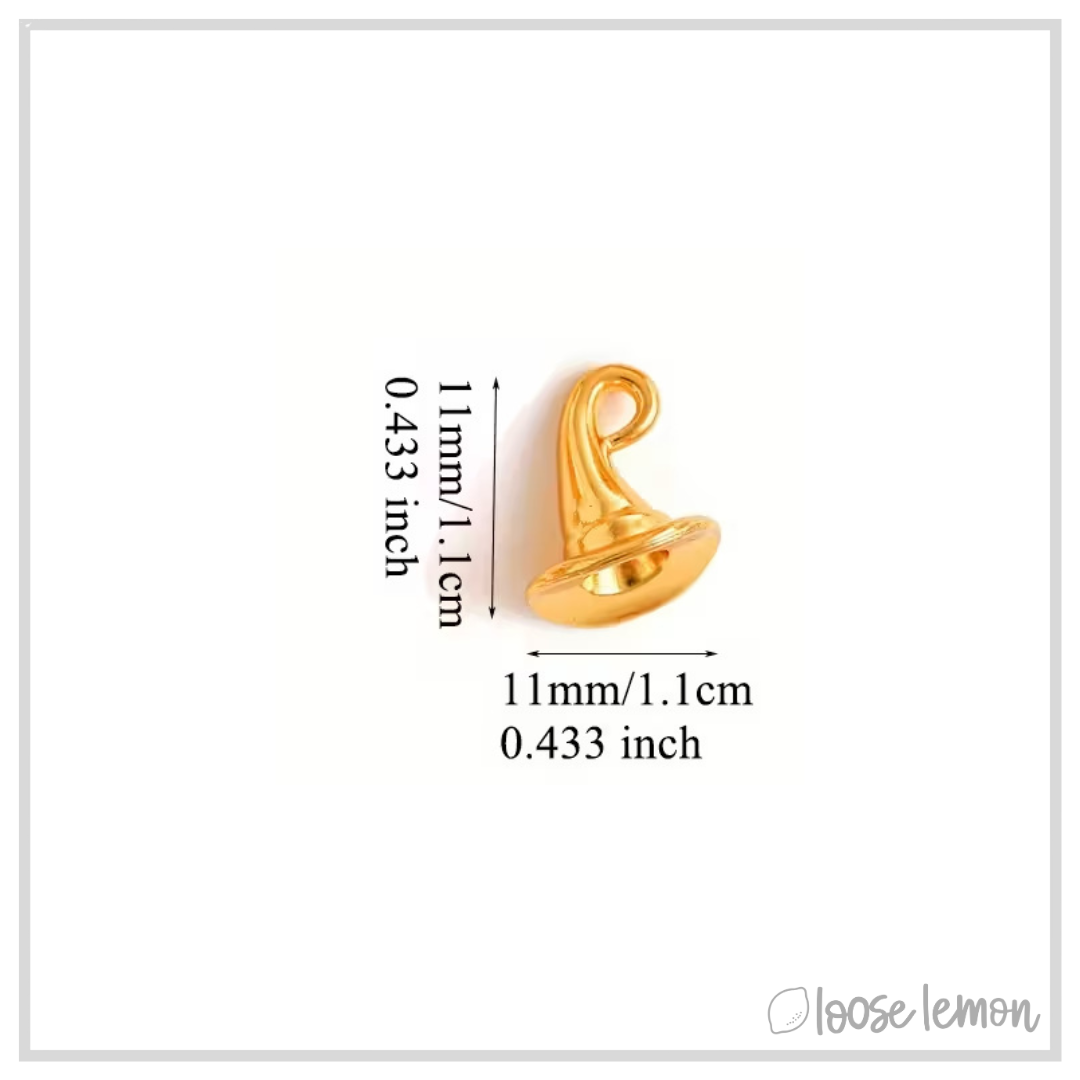 Mini Witch Hat Charms x 6 (Vintage Silver)