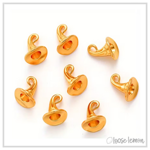 Mini Witch Hat Charms x 6 (Gold)