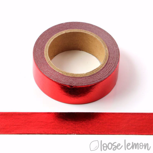 Bright Red Foil Washi Tape 10M Loose Lemon Crafts