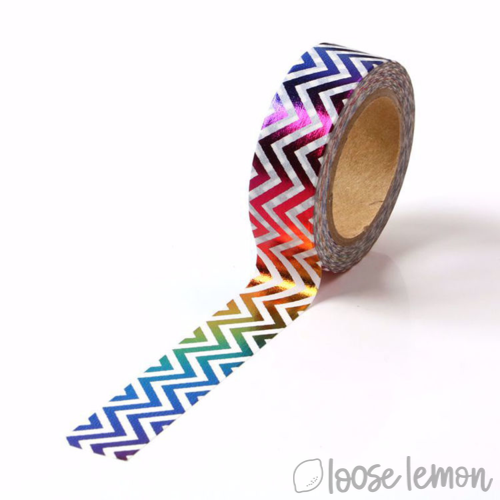 Rainbow Chevron Foil - Washi Tape (10M) - Loose Lemon Crafts