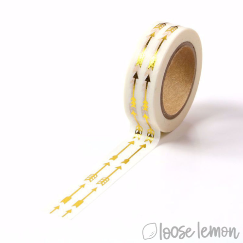 Gold Arrows Foil - Washi Tape (10M) - Loose Lemon Crafts
