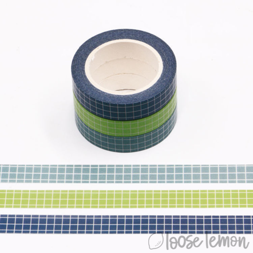 Grid Trio Washi Tape (Blue/Green)