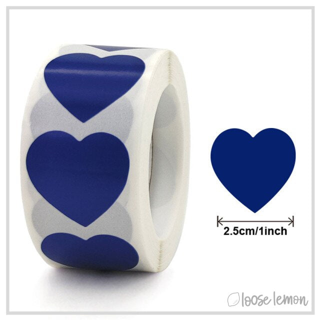 100 Heart (Navy) 1" Stickers/Seals