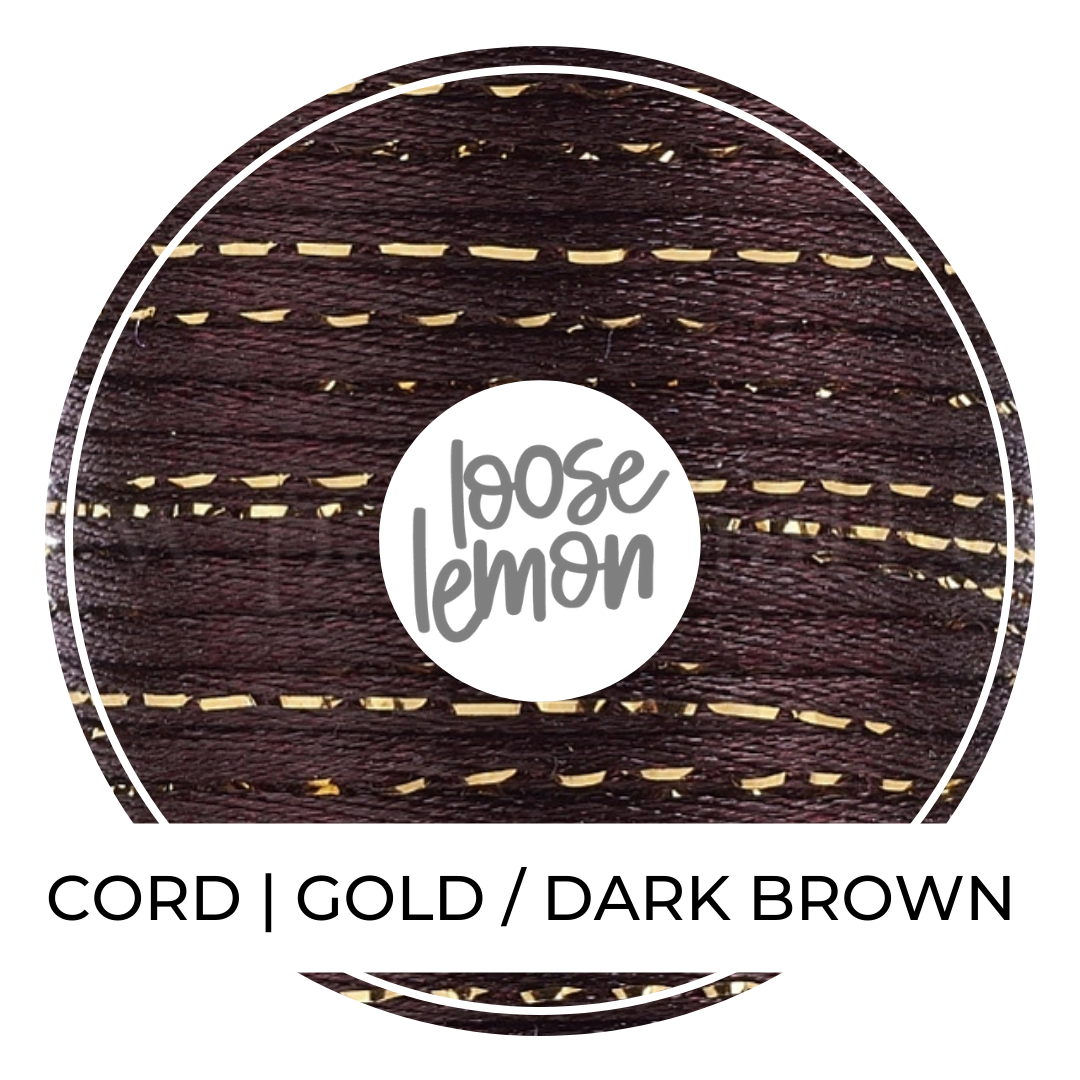 Polyester Cord 4M  Gold / Dark Brown - Loose Lemon Crafts