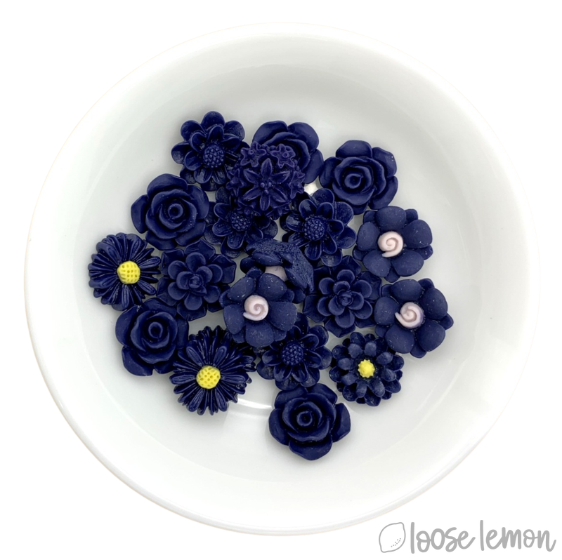 Single Colour Resin Flowers | Navy