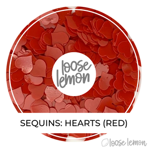 Sequins | Hearts (Bright Red)