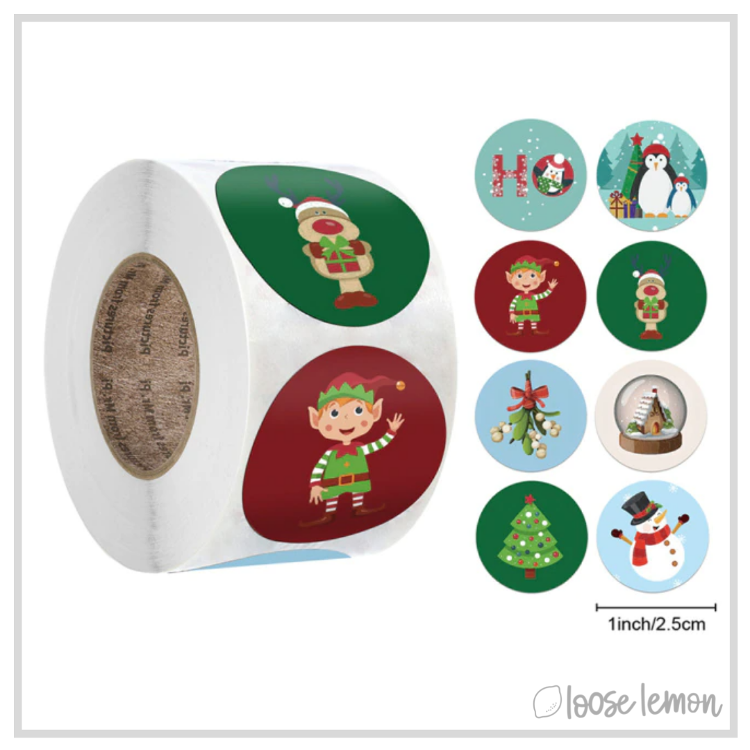 100 Christmas Winter 1" Stickers/Seals