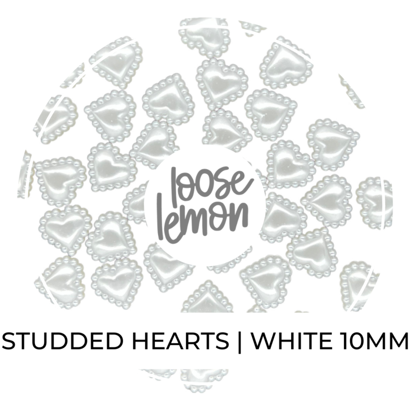 Studded Hearts | White 10Mm