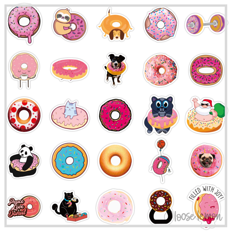 Simple Donut Basic Sticker 50 Sticker Set | Donuts - Loose Lemon Crafts