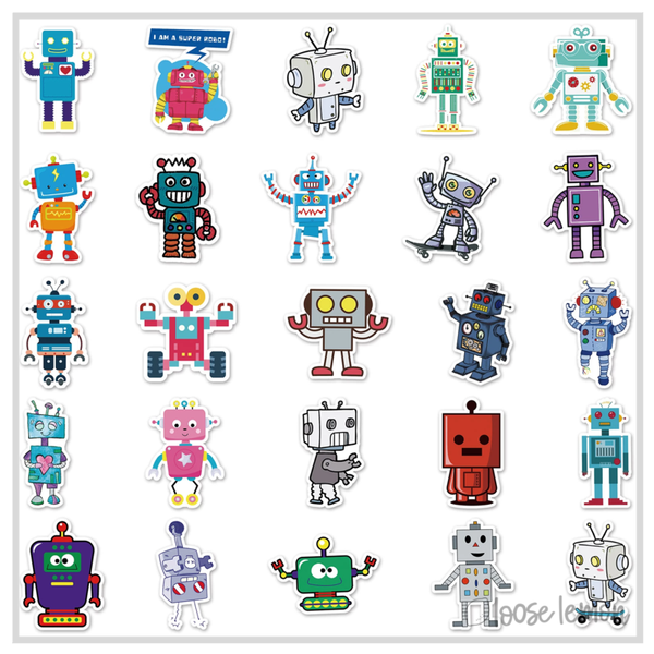 50 Sticker Set | Robots - Loose Lemon Crafts