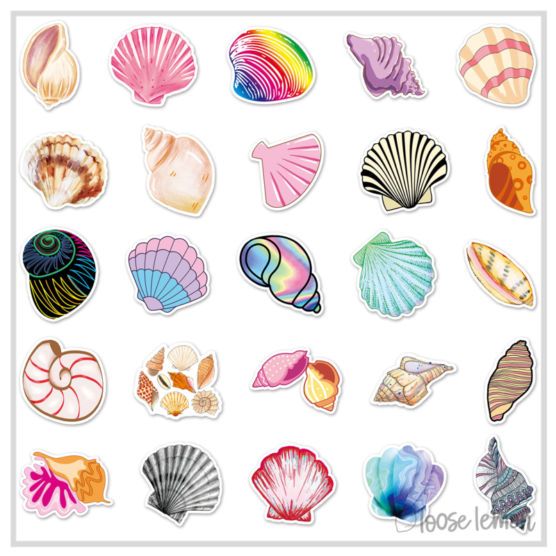 Shell Effect Sticker 50 Sticker Set | Shells - Loose Lemon Crafts