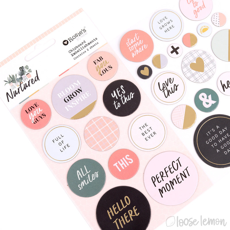 Nurtured |  Chipboard Circle Embellishments