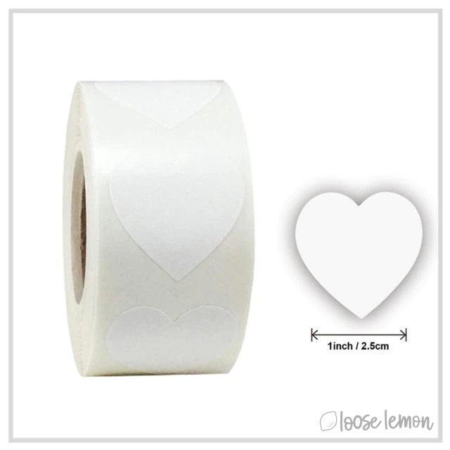 100 Heart (White) 1" Stickers/Seals