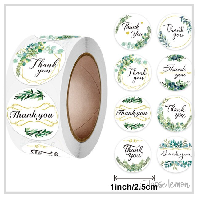 100 Thank You Garland 1" Stickers/Seals