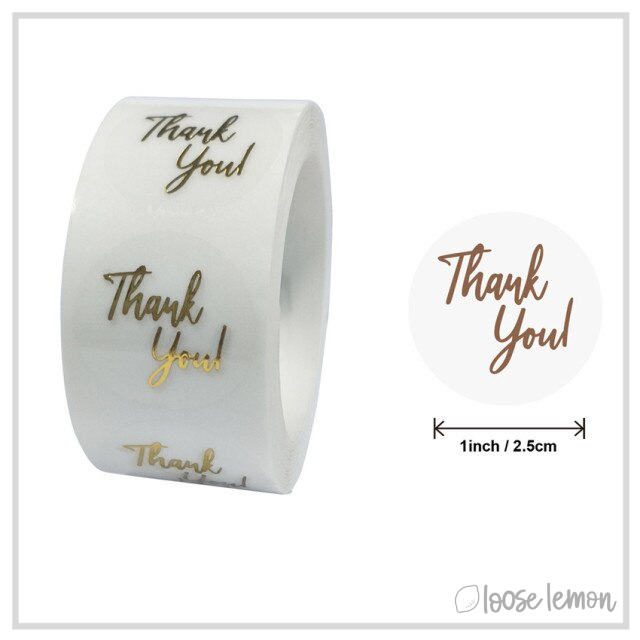 100 Thank You Gold 1" Stickers/Seals
