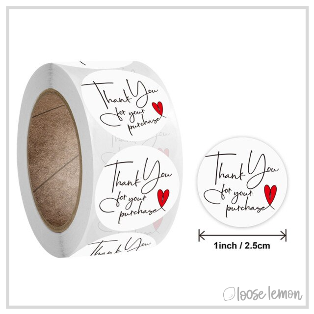 100 Thank You Purchase 1" Stickers/Seals