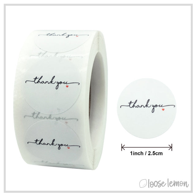 100 Thank You Simple 1" Stickers/Seals